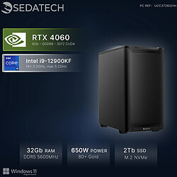 Sedatech Workstation Quiet + Airflow • Intel i9-12900KF • RTX4060 • 32Go DDR5 • 2To SSD M.2 • Windows 11