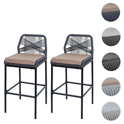 Mendler Lot de 2 tabourets de bar de jardin - Gris anthracite