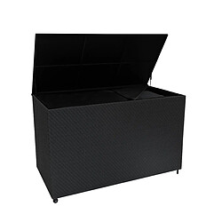 Monstershop Coffre de Rangement 996L en Rotin Noir Extérieur Coussin Large Terrasse