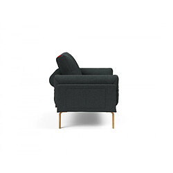 Inside 75 Canapé convertible lit ROLLO BOW SPRING pieds chêne tissu Bouclé Forest Green