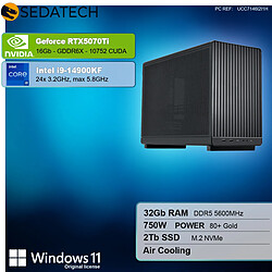 Sedatech Mini-PC Pro Micro ATX • Intel i9-14900KF • RTX5070Ti • 32Go DDR5 • 2To SSD M.2 • Windows 11