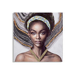 Mauro Ferretti Naomi Modèle 2 Toile décorative fait main - Bois de pin et toile - Multicolore - 100 x 3 x 100 cm