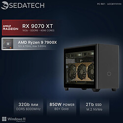 Sedatech Mini-PC, AMD Ryzen 9 7900X, RX 9070 XT, 32Go DDR5, 2To SSD, Win 11