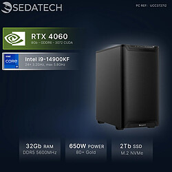 Sedatech Workstation, Intel i9-14900KF, RTX4060, 32Go DDR5, 2To SSD, sans OS