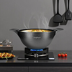 Cheffinger Ensemble de 3 Marmites 20 / 24 / 28cm Modèle Crocodile en Aluminium Résistant Noir