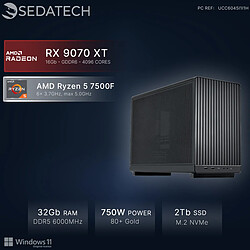 Sedatech Mini-PC, AMD Ryzen 5 7500F, RX 9070 XT, 32Go DDR5, 2To SSD, Win 11