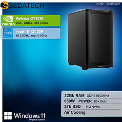 Sedatech Workstation, Intel i5-12400F, GT1030, 32Go DDR5, 2To SSD, Win 11