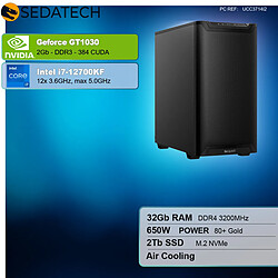 Sedatech Workstation, Intel i7-12700KF, GT1030, 32Go RAM, 2To SSD, sans OS