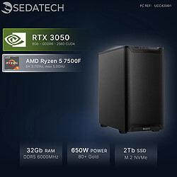 Sedatech Workstation, AMD Ryzen 5 7500F, RTX3050, 32Go DDR5, 2To SSD, sans OS