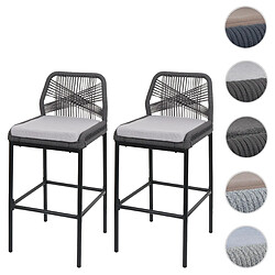 Mendler Lot de 2 tabourets de bar - Gris graphite