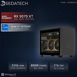 Sedatech Mini-PC, Intel i7-14700KF, RX 9070 XT, 32Go DDR5, 2To SSD, Win 11