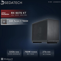 Sedatech Mini-PC, AMD Ryzen 9 7900X, RX 9070 XT, 32Go DDR5, 2To SSD, Win 11