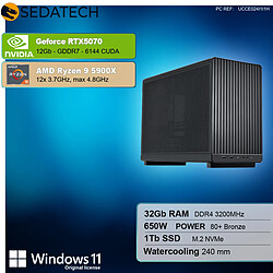 Sedatech Mini-PC Gamer Micro ATX • AMD Ryzen 9 5900X • RTX5070 • 32Go RAM • 1To SSD M.2 • Windows 11