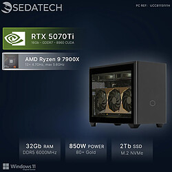 Sedatech Mini-PC, AMD Ryzen 9 7900X, RTX5070Ti, 32Go DDR5, 2To SSD, Win 11