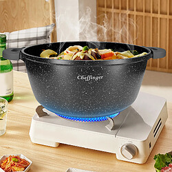 Cheffinger Ensemble de 3 Marmites 20/24/28 cm Revêtu en Marbre avec Couvercles et Poignées Noir