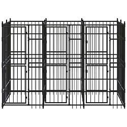Helloshop26 Chenil extérieur parc chiens 288 x 192 x 200 cm Chenil pour chiens - Enclos acier noir durable - 288 x 192 x 200 cm - Système de verrouillage sécurisé
