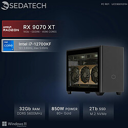 Sedatech Mini-PC, Intel i7-12700KF, RX 9070 XT, 32Go DDR5, 2To SSD, Win 11