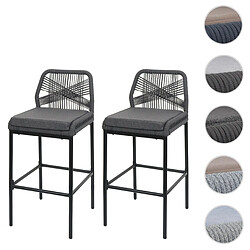 Mendler Lot de 2 tabourets de bar - Gris