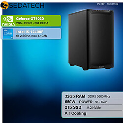 Sedatech Workstation, Intel i5-12400F, GT1030, 32Go DDR5, 2To SSD, sans OS