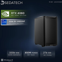 Sedatech Workstation, Intel i9-14900KF, RTX4060, 32Go DDR5, 2To SSD, Win 11, Ecran 24''