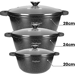 Avis Cheffinger 3 Marmites 20 / 24 / 28 cm Noir