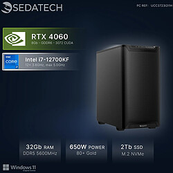 Sedatech Workstation, Intel i7-12700KF, RTX4060, 32Go DDR5, 2To SSD, Win 11