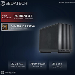 Sedatech Mini-PC, AMD Ryzen 5 9600X, RX 9070 XT, 32Go DDR5, 2To SSD, Win 11