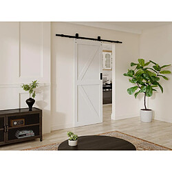 Vente-Unique Porte coulissante avec système en applique - Bois et MDF - blanc - H205 x 83 cm - NEFARA