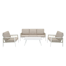 Monstershop Ensemble Salon de Jardin 4 Pièces - Aluminium Blanc