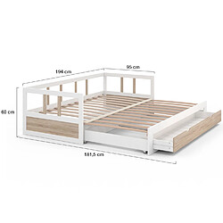Idmarket Lit gigogne 90/x190 + tiroir pas cher