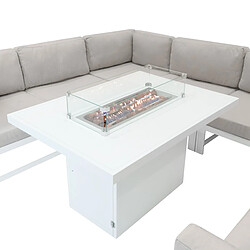 Monstershop Salon de Jardin en Aluminium 8 Personnes & Table Foyer au Gaz - Blanc