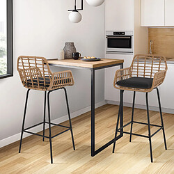 Idmarket Tabourets x2 SUMMER rotin