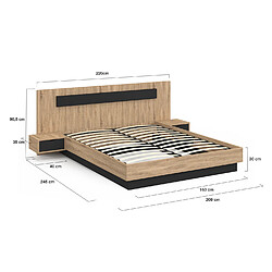 Idmarket Lit double SANTA 160 x 200 cm pas cher