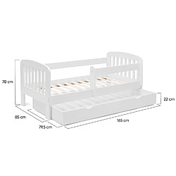 Idmarket Lit enfant 80x160 + 1 tiroir pas cher