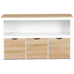 Acheter Idmarket Meuble de rangement enfant MANA en bois blanc et hêtre 3 tiroirs cubes sur roulettes