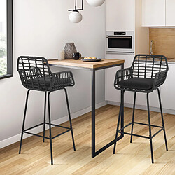 Idmarket Tabourets x2 SUMMER rotin noir