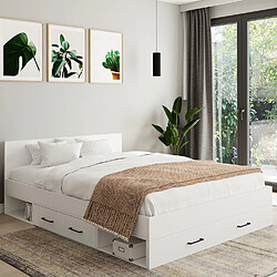 Idmarket Lit double MINEA 140x190cm bl