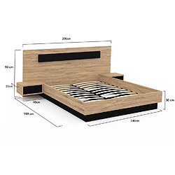 Idmarket Lit double SANTA 140 x 190 cm pas cher