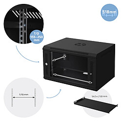 Acheter Ecd Germany Armoire serveur 19" boîtier réseau murale noir en acier rack 6U 600x450x370 mm