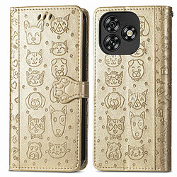 Oukitel C53 Étui - Doré Étui en cuir pour smartphone - Motif dessin animé - Dragonne détachable - Protection antichoc