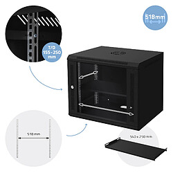 Acheter Ecd Germany Armoire serveur 19" boîtier réseau murale noir en acier rack 9U 600x450x500 mm