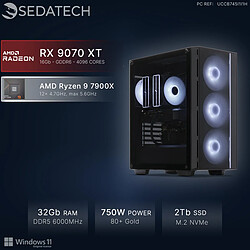 Sedatech PC Gamer, AMD Ryzen 9 7900X, RX 9070 XT, 32Go DDR5, 2To SSD, Win 11