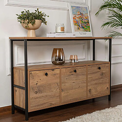 Avis Concept Usine Console avec rangements bois et métal noir 120x77cm SOLIS