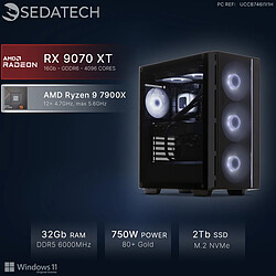 Sedatech PC Gamer, AMD Ryzen 9 7900X, RX 9070 XT, 32Go DDR5, 2To SSD, Win 11
