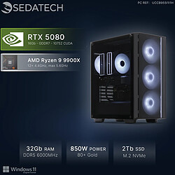 Sedatech PC Gamer, AMD Ryzen 9 9900X, RTX5080, 32Go DDR5, 2To SSD, Win 11