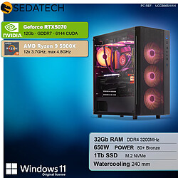 Sedatech PC Gamer Compact • AMD Ryzen 9 5900X • RTX5070 • 32Go RAM • 1To SSD M.2 • Windows 11
