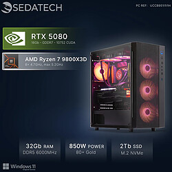 Sedatech PC Gamer Pro ATX • AMD Ryzen 7 9800X3D • RTX5080 • 32Go DDR5 • 2To SSD M.2 • Windows 11