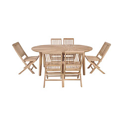 MES Ensemble de Jardin Teck Ovale + 6 Chaises GARDENA