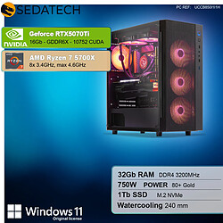 Sedatech PC Gamer Compact • AMD Ryzen 7 5700X • RTX5070Ti • 32Go RAM • 1To SSD M.2 • Windows 11