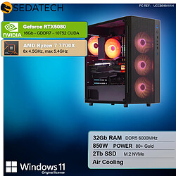 Sedatech PC Gamer Pro ATX • AMD Ryzen 7 7700X • RTX5080 • 32Go DDR5 • 2To SSD M.2 • Windows 11